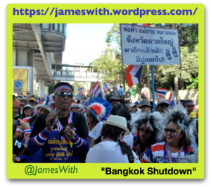 People marching during "Bangkok Shutdown" on Sukhumvit Road, Bangkok, Thailand